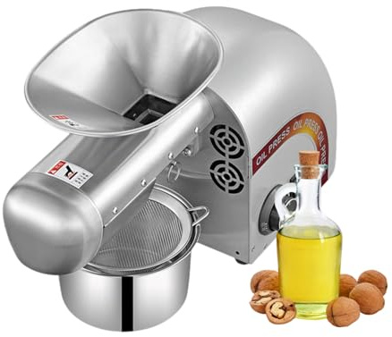 Máquina eléctrica de prensa de aceite de 1800 W, extractor de aceite de nueces de grado comercial con control de temperatura de 50.0 °C a 300.0 °C, barra extendida para múltiples tipos de aceite