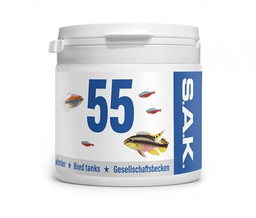 SAK 55 Fiskfoder granulat storlek 1 prydnadsfiskfoder helfoder granulatfoder 150 ml burk
