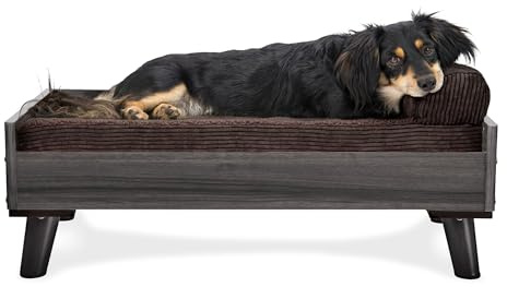 Furhaven Elevated Dog Bed Frame for 30 x 20 Medium Dog Beds, Easy Assembly - Mid-Century Modern Bed Frame - Gray Wash, Medium