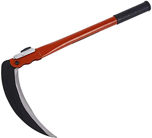 Faucille de Désherbage Avec Poignée Ergonomique Anti Dérapante Lame Rétractable Coudée Faux Pour Taille et Tonte 53 x 23 cm Rouge