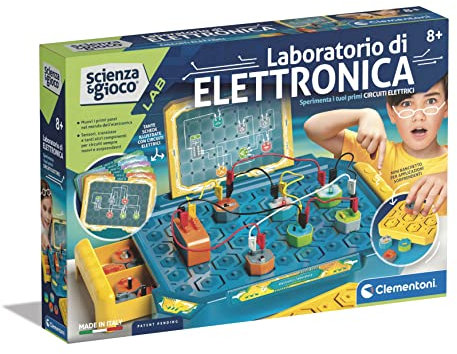 Clementoni - 19249 - Scienza e Gioco Lab - Il Laboratorio di Elettronica, Circuito elettronico per Bambini, Kit esperimenti Scienza, Laboratorio scientifico 8 Anni, Manuale in Italiano