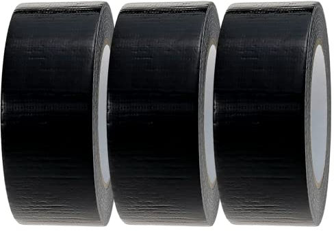 Crimson Starfish Black Duct Tape | 3 Rolls of 48mm x 45m Gaffer Tape | Water Resistant Duct Tape | Adhesive Tape Multi-Use for Indoor/Outdoor | Ultra Strong Adhesive Tape