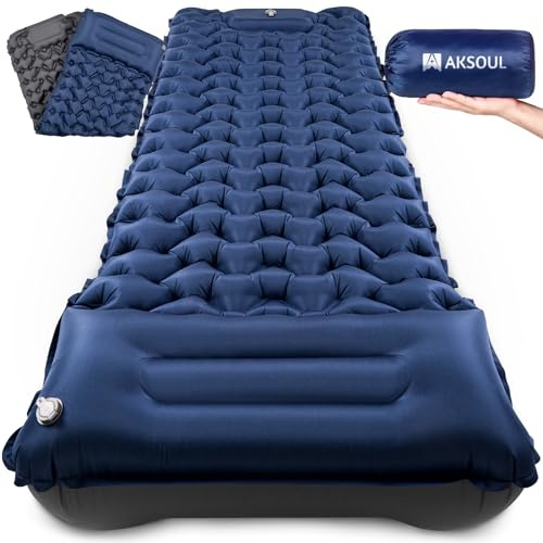 AKSOUL Self Inflating Sleeping Mat for Camping: 8-12CM Thickness Single Camp Mattress, Double Joinable Camping Inflatable Mat