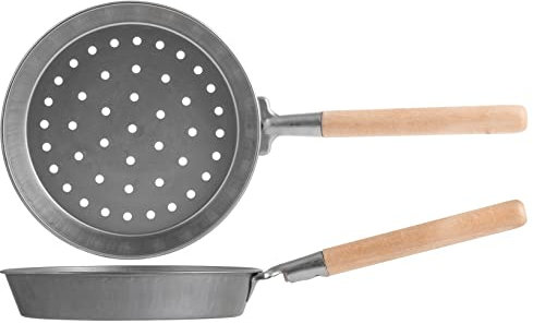 PENGO 3080130 Padella Castagne in Ferro con Manico in Legno, Cm 30