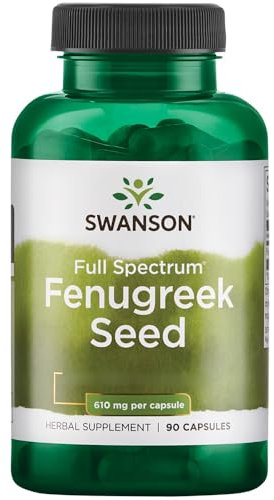 Swanson, Full Spectrum Fenugreek Seed (Bockshornkleesamen), 610mg, 90 Kapseln, Hochdosiert, Laborgeprüft, Sojafrei, Glutenfrei, Ohne Gentechnik