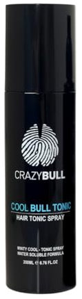 Crazy Bull Hair Tonic for Men - Cooling Hair Growth Spray with Castor Oil & Menthol - Hydrating Anti Frizz Heat Protection Spray for Oily & Dry Scalp - Cool Bull Ingrown Hair Treatment - Minty Scent