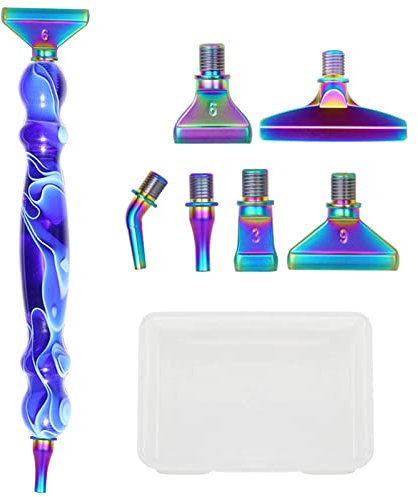 Cosswe 5D Diamond Painting Zubehör Stift Kits, DIY Diamant Malerei Stifte Set, 6 Styles Drill Pen Ersatzköpfe Farbe Metal Pen Tip für für 5D Diamond Painting Stifte Diamond Painting Tools & Zubehör