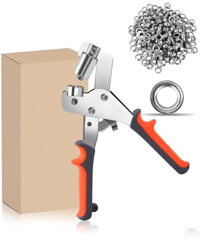 HAIMAYEE Profi Ösenzang Set mit 300 Ösen Ø10mm Ösenpresse für Planen Stoffe Planenösen Metallösen Ideale Sichere Ösenstanze