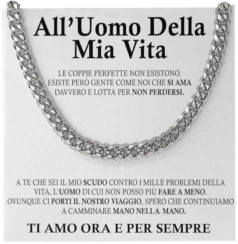 Bramart Collana Uomo Marito Fidanzato Ragazzo sei speciale Ti amo tanto - Idee Regali per lui per Natale anniversario - Cofanetto con DEDICA incluso (Argento - Uomo 2, Acciaio Inox Lucidato)