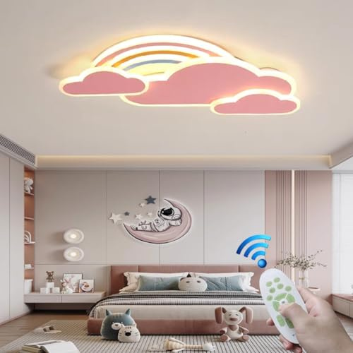 RuiRfh Plafonnier LED lampe chambre d'enfant dimmable télécommande éclairage fille garçon chambre Lampe de Plafond moderne arc-en-ciel nuage design suspension salon salle à manger salle de bain lustre
