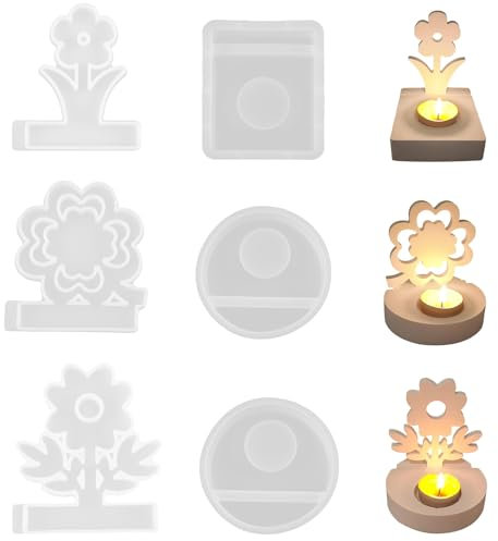 FENGQQKJ 3 Stampi in Silicone a Forma di Fiori 3D per Calcestruzzo, Resina Epossidica - Decorazioni Fai da Te