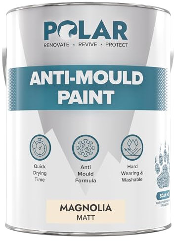 Polar Anti Mould Paint - Magnolia 5 Litres - Prevent & Control Mould On Internal Walls & Ceilings - Easy To Apply