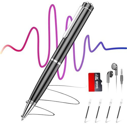 64GB Digitales Diktiergerät - ZIPCIDE Voice Recorder Diktiergerät Aufnahmegerä mit 2400 Stunden Aufnahmekapazität und One-Touch-Aufnahme, Audioaufnahmegerät mit Rauschunterdrückung für Klassen Meeting