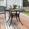 Warmiehomy Garden Table Outdoor Dining Table with Parasol Hole 91cm Cast Aluminum Patio Table Round Bistro Table with Adjustable Footpads