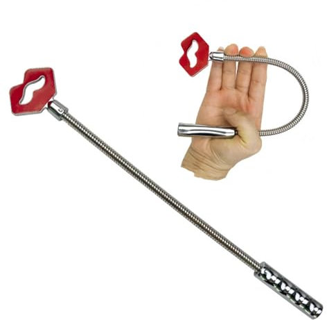 Genérico Badajo de látigo metálico de Acero Inoxidable de 3 Estilos con Mango de Resorte, novedoso y único -ESRB197 (Modelo Labios Rojos)