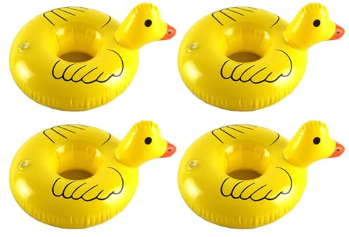 CVUTOVO Floating Cup Holder Inflatable Drink Holder 4pcs Pvc Cartoon Animal Model Drink Floats for Pool Parties and Boys and Girls Outdoor Water Play