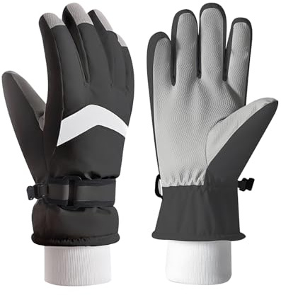 QKURT Kinder-Skihandschuhe, wasserdichte Winterhandschuhe, warme, Winddichte Schneehandschuhe, Touchscreen-Handschuhe, Winterhandschuhe für kaltes Wetter, Unisex, 4–12 Jahre