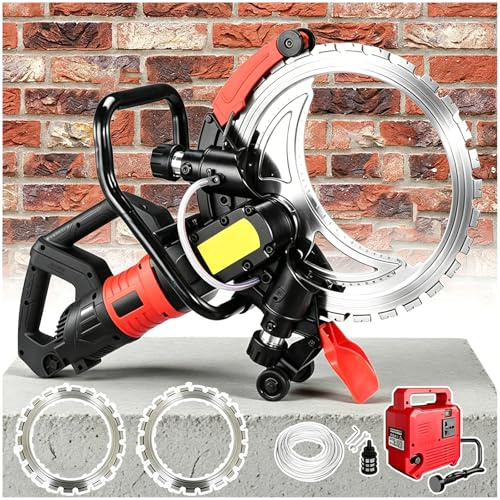 Scie à béton électrique 8980W/9500W, Scie à Anneau pour Béton, Machine de Découpe Murale, Profondeur de Coupe 300mm, 2 Lame Diamant 410mm, Rainureuse Beton Coupe sans Poussière 9500W