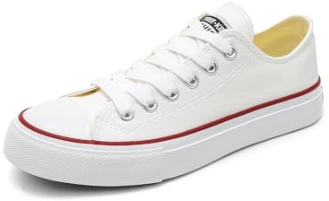 Womens Low Top Canvas Sneakers,Lace-up Canvas Shoes,Casual Tennis Walking Shoes Men's Canvas Shoes (White, Adult, Women, 8.5, Numeric, US Footwear Size System, Medium)