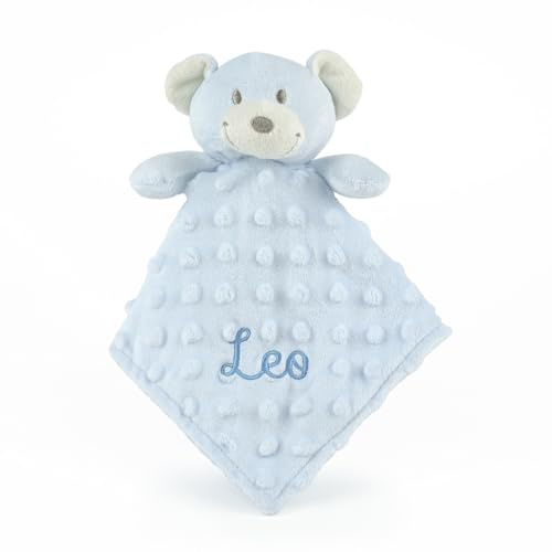 Mi Pipo - Doudou Bebe Personalizado Cabecitas - Osito | Peluche Personalizado Bebe con Nombre Bordado | Trapito Suave 28x28 cm, Apto Desde 0 Meses | Doudou Bebé Extra Suave y Seguro