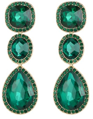 EVER FAITH Rhinestone Cristal Fiesta Moda Nupcial Lágrima Halo Colgante Pendientes