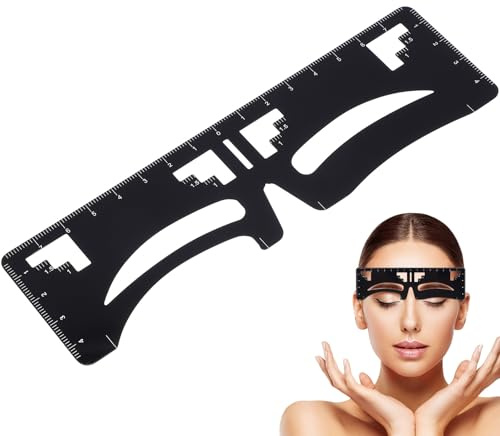 AUTSUPPL Règle à Sourcils Positionnement à Trois Points Outil de Mise Pratique et Confortable Noire en Acier Inoxydable pour Maquillage Femme pour Sourcils