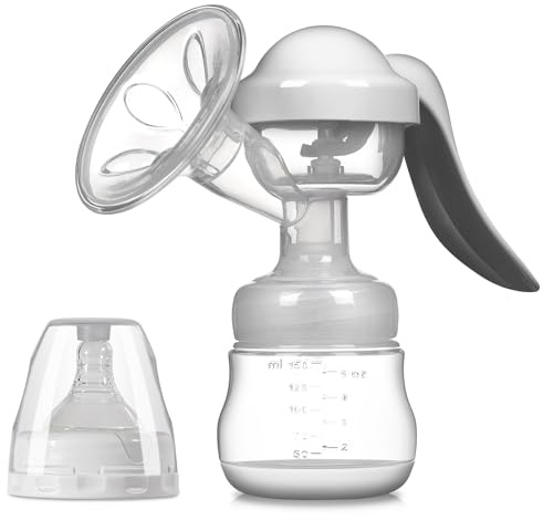 Tire-lait Manuel en Silicone 150 ml Sans BPA, Pompe Ergonomique Aspiration Réglable, Recueil Lait Portable pour Allaitement, Idéal Accessoire Voyage Maman