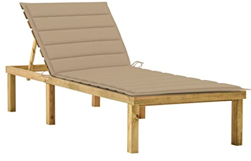 QJBSAVVA Lettino da giardino in legno di pino impregnato, con schienale regolabile e poggiapiedi, per giardino, terrazza, balcone, 200 x 70 cm
