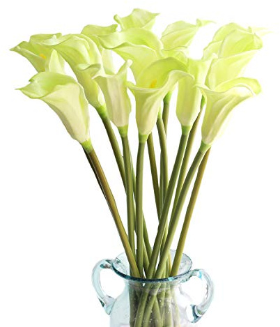 cn-Knight 10pcs di Gigli di Calla Artificiali, Fiori Artificiali con Stelo Lungo 67cm, Gigli di Calla Realistici per Bouquet da Sposa, Decorazioni per la Casa,Verde