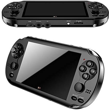 LANMOU 4.3 Pouces Console de Jeux Portable, PSP HD MP5 Avec Multiples Simulateurs, Puce Puissante, Milliers de Jeux, Extension Carte 64G TF, Noir