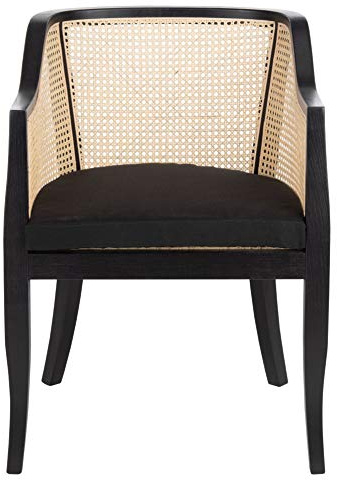 SAFAVIEH Home Collection – Rina Black & Natural Solid Wood Dining Chair with Cane Accents, Fully Assembled (DCH9501D)