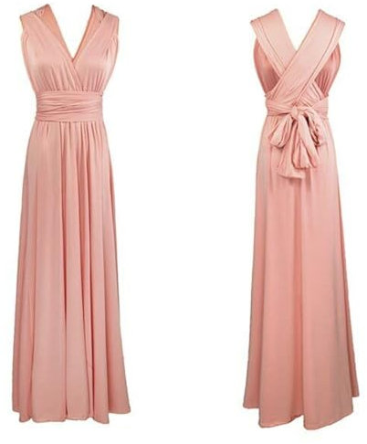 Infinity Robe de Demoiselle d'honneur, avec Bandeau, Taille 42 à 48, Longue, Disponible en Plusieurs Couleurs, 70 Styles différents, Robe de mariée, de soirée, Rose/pêche, 42-48