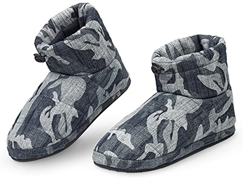 Dunlop Slipare för män, fluffiga mens tofflor, storlek 7-12, varma och mysiga vinterhusstövlar, roliga presenter för honom, 4 olika stil att välja mellan, 8 Storbritannien, Blå kamo