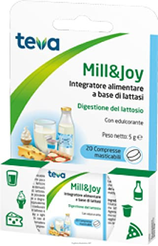 Mill&Joy 20 Compresse Masticabili - Integratore Alimentare a Base di Lattasi per la Digestione del Lattosio