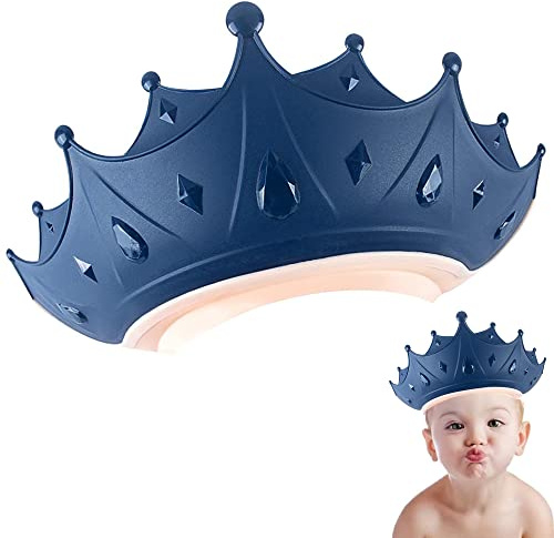 Cappello Doccia Bambini, Doccia Cap per Bambino,Visiera Doccia Bambini,Cuffia da Doccia In Morbido Silicone,Cappello da Doccia per Bambini Regolabile,Prevenire l'Acqua Flusso Verso Occhi e Viso, Blu