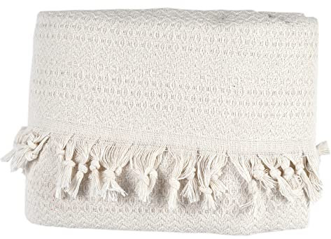 Tuiste Colcha Bouti Doble Blanca Blanco 200 x 230, Cubre Cama Multiusos, Plaid Cubrecama, Fina con diseño de Rombos, para Primavera, Verano, otoño e Invierno, Jarapas, Manta Foulard, Cubresofa, Suave
