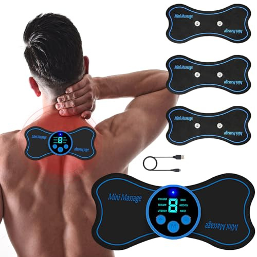 Mini Cervical Massager, Neck Device Portable Electric Leg for Body Muscle Pain Relief, Slimming EMS Arm Shaper Hands Chest Neck Shoulders Knees Legs Massage Pads 4 Pcs