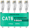 Ercielook Câble Ethernet 1m 5 Pièces - Cat6 Rj45 Plat Lan 1000 Mbit/s Câble Internet pour Routeur Switch PC Portable Smart TV