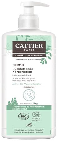 CATTIER Parigi Dermo, lozione idratante per il corpo, allevia le sensazioni di tensione e ripara la pelle secca a molto secca, stressata e soggetta a dermatite atopica, 500 ml