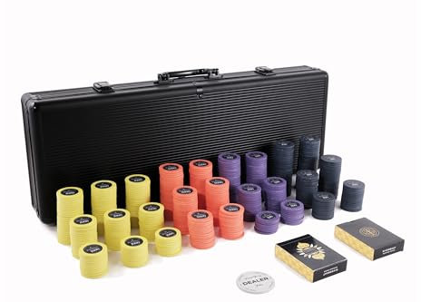 Grand Romance Tournament Poker Chipset - 10g 500 Stück nummerierte Pokerchips - Hohe Stückelungen