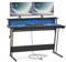 VASAGLE Schreibtisch, Gaming Tisch mit eingebauter Steckdosenleiste, Computertisch, mit Monitorständer für 2 Monitore, Schlafzimmer, 60 x 120 x 76 cm, rußschwarz LWD192B02