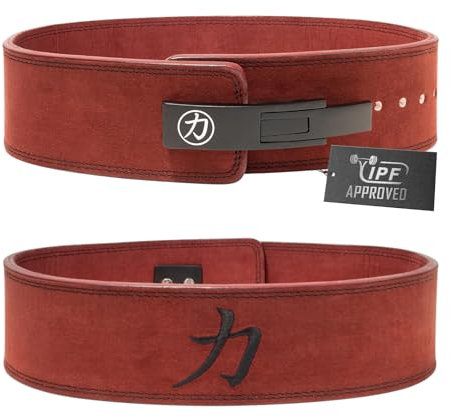 Strength Shop 10mm IPF Lever Belt Gewichthebergürtel + Hebelschnalle aus Stahl, Gr. M (Weinrot), Robuster & langlebiger Lifting Belt schützt u. stabilisiert Rumpf & Wirbelsäule im Training