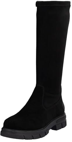 Rieker Damen Stiefel aus Leder mit Stretch Langschaft und Profilsohle Z9178, Größe:39 EU, Farbe:Schwarz