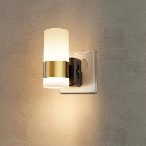 LOHAS-LED Night Light, Night Light Plug in Wall, Dusk to Dawn Sensor, 0-100LM Dimmable, Warm White 3000K, Modern Nightlight Plug in for Bathroom, Hallway, Stairway, 1 Pack