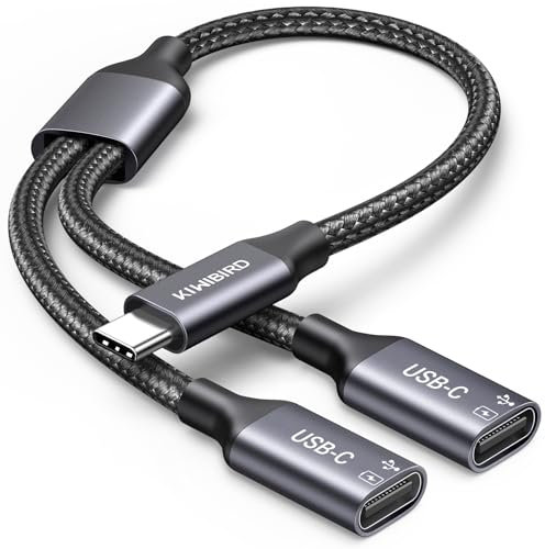 KiWiBiRD Sdoppiatore doppia presa USB C splitter 2 porte, adattatore Tipo C maschio a cavo doppio USB C femmina per dati ricarica, compatibile con laptop mac PS5 chiavetta tastiera mouse stampante