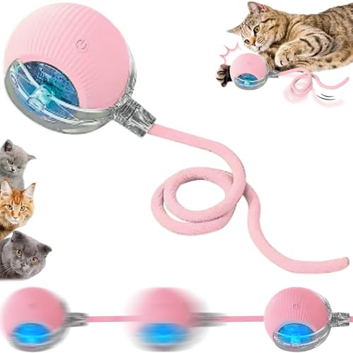 SORNEICDR Nueva Pelota interactiva para Gatos, Juguete Interactivo para Perros, Pelota de Juguete Interactiva 360°, Bola de Rodadura automática Inteligente para Gato y Perro (Rosa)