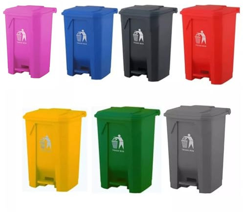 80L Recycling Dustbin Rubbish Pedal Bin Waste Trash Kitchen Indoor Outdoor Rubbish and Waste Bin with Pedal Home Office (Pink)