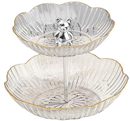 FytStycale Canasta de Frutas de Nivel Múltiple Y Torta para La Presentación de Dulces Y Postres, Clear L 2 Tier, Individual