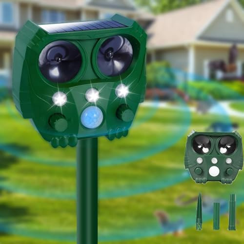 Répulsif Chat Ultrason, Repulsif Chat Exterieur Ultrason, Étanche Répulsif Chat Répulsif avec Détecteur de Mouvement pour Anti Chats Chiens Souris Ratons