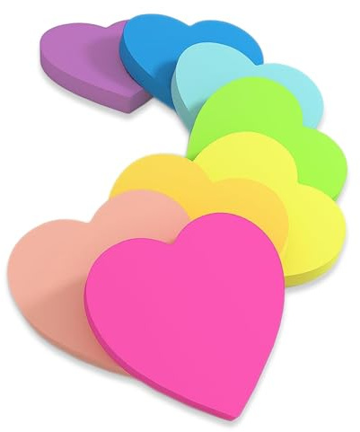 6 PCS Cute Sticky Notes Set,Pastel Heart Notes Pack Cute Stationary | Novelty Stationery Gifts for Women Stationary Set,Christmas Kids Girls Party Bag Fillers,Mini Cute Pads Small Paper Tabs 3x3